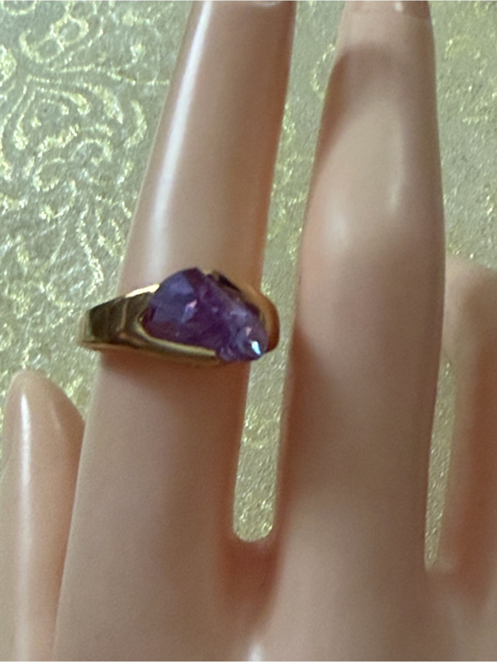 Elegant Gold Plated Ring with Purple Gemstone